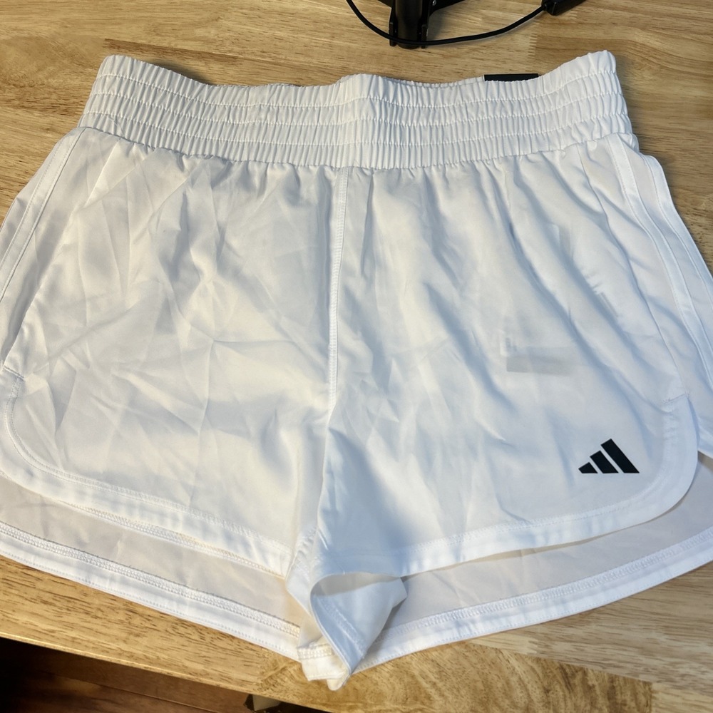 Adidas Womens White AeroReady Pacer 3" High Rise Running Shorts IS2172 Size M